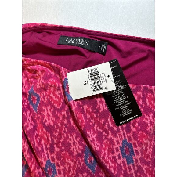 LAUREN RALPH LAUREN Dress Geo-Print Jersey One-Shoulder Wrap Retails $195 (c) - Picture 8 of 8